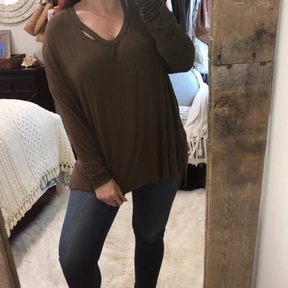 COCO + Carmen new with tags olive green XXL long sleeve top - Picture 1 of 5